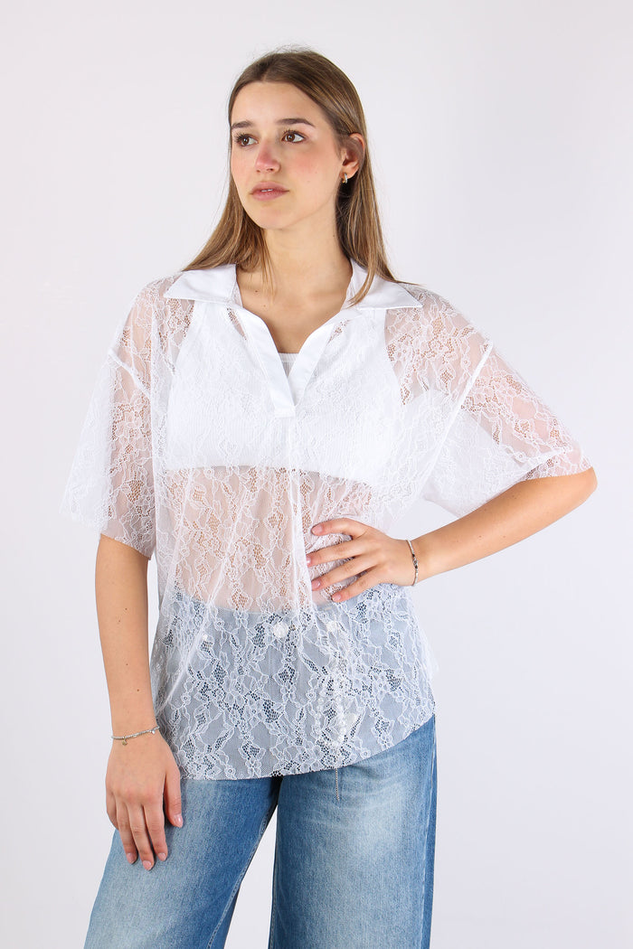 Polo Manica Corta Pizzo Bianco-4