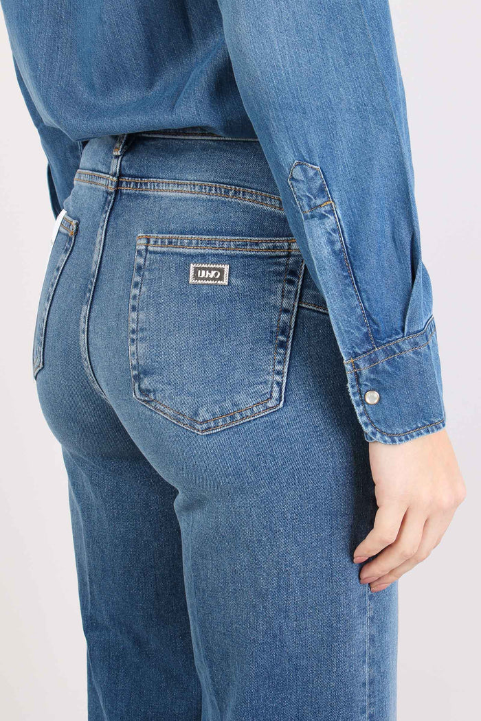 Jeans Flare Basico Denim Scuro-6