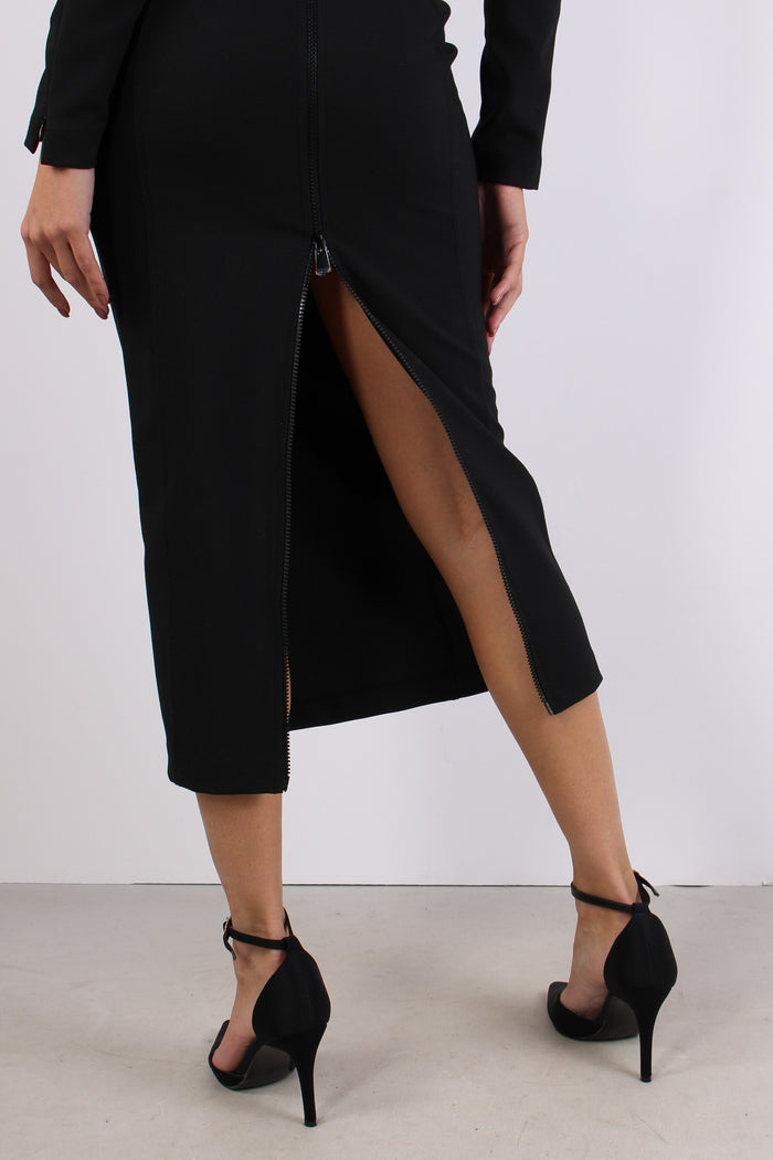 Frutta Tubino Zip Dietro Nero Limousine-5