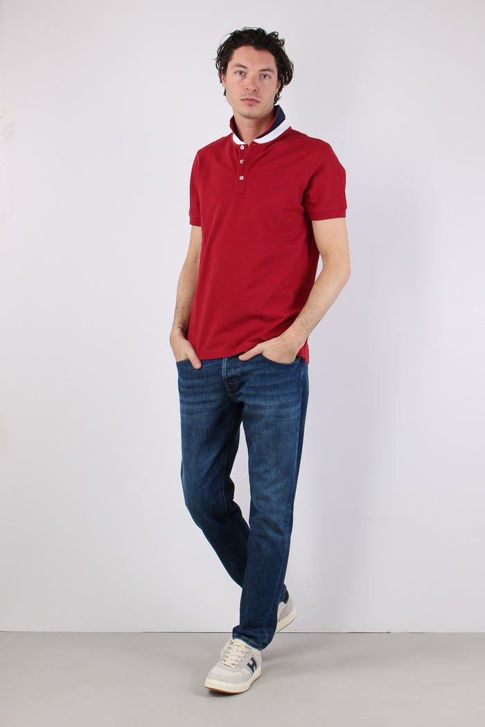 Polo Colletto Contrasto Rosso-2