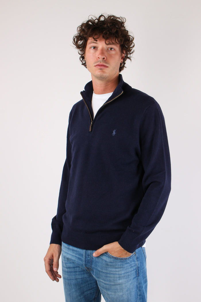 Maglia Mezza Zip Lana Hunter Navy-3