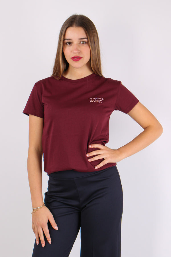 T-shirt Ricamo La Felicita Sta Bordeaux-2