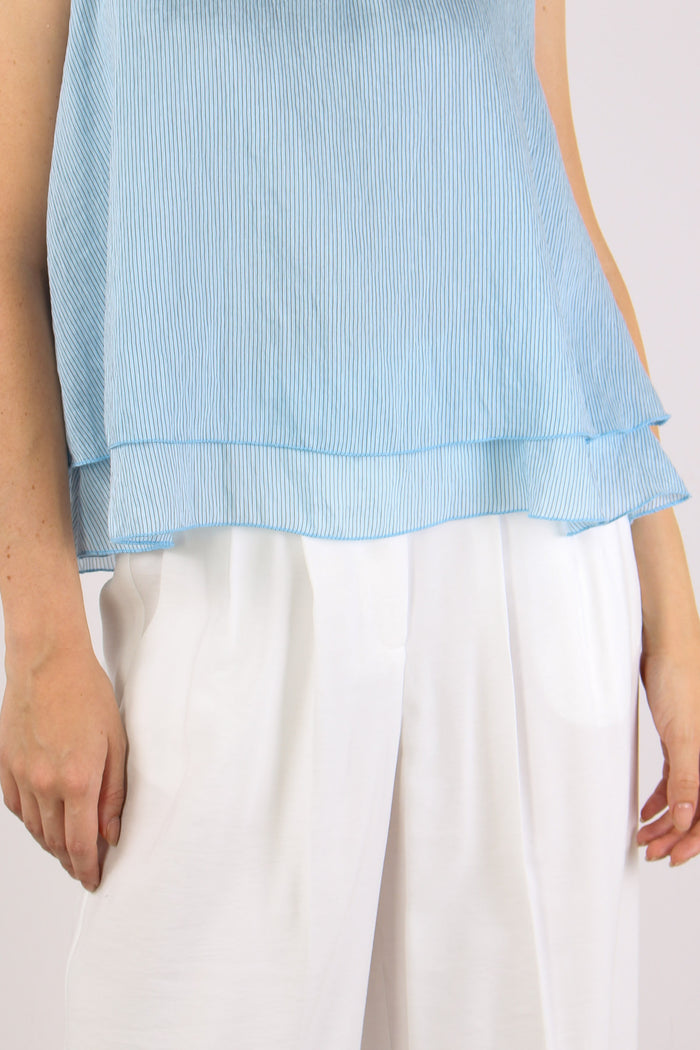 Top Doppiato Riga Viscosa Azzurro/nero-7