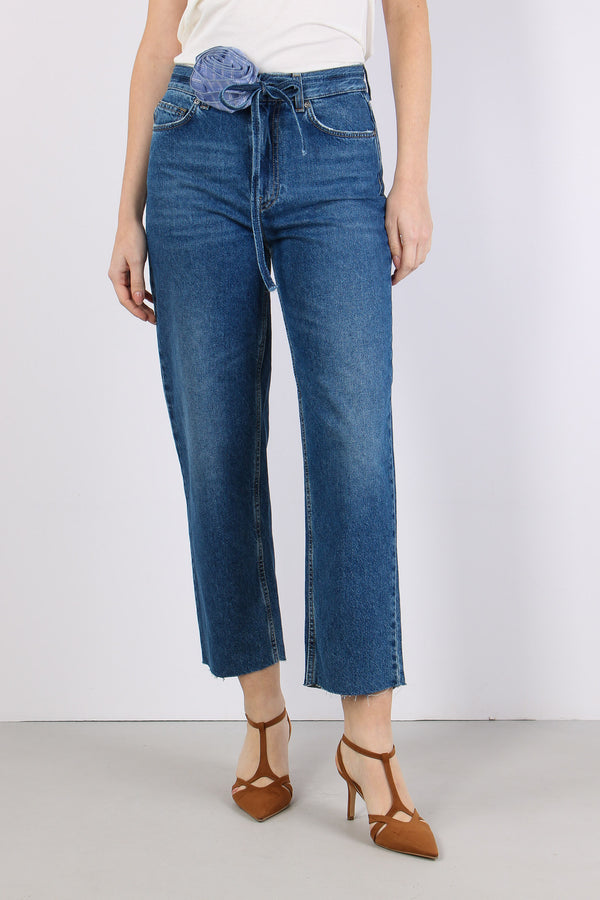 Jeans Straight Stripe Denim Scuro-2