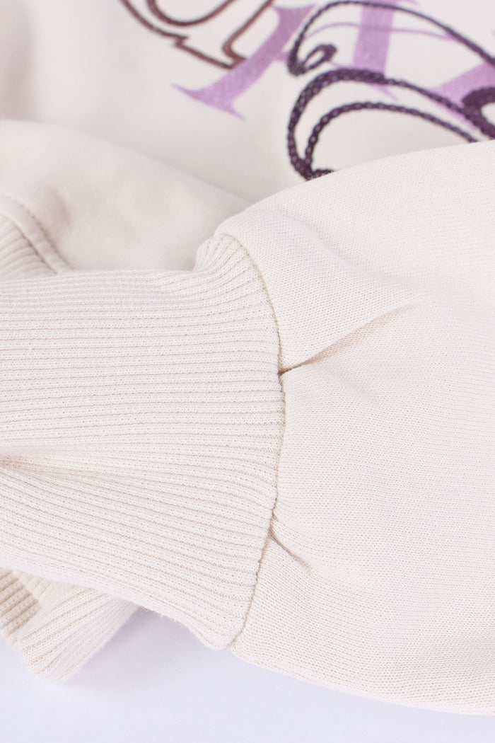 Felpa Cropped Ricamo Beige-5