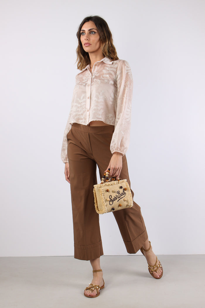 Pantalone Cropped Risvolto Terra-5