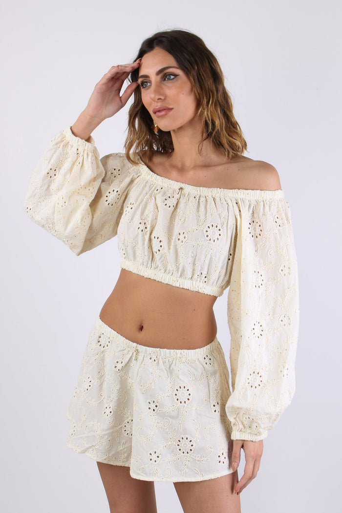 Top Sangallo Inserto Paillettes Ecru-3