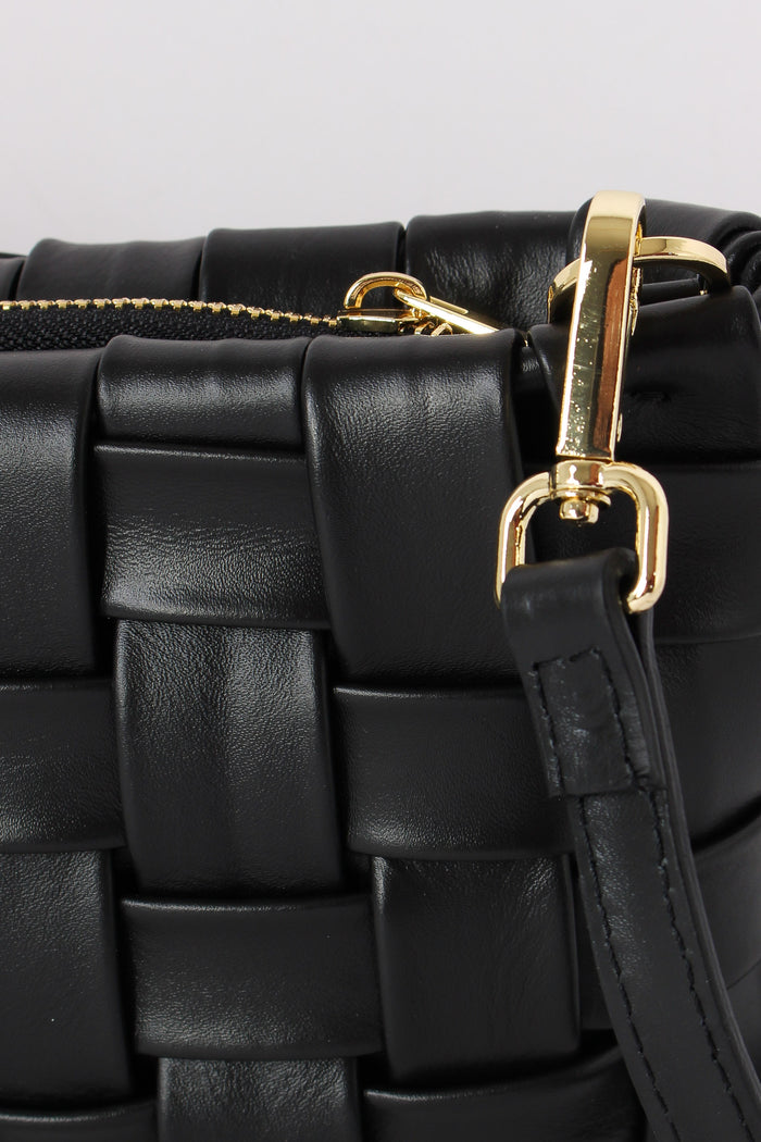 Pochette Intreccio Vera Pelle Nero-6