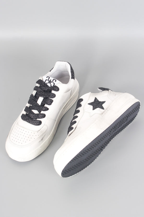 Sneaker Padel Star Glitter Bianco/nero-2
