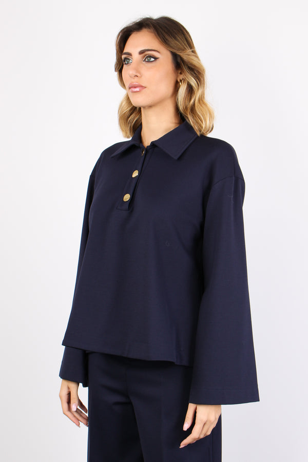 Blusa Colletto Polo 0 Notte-2