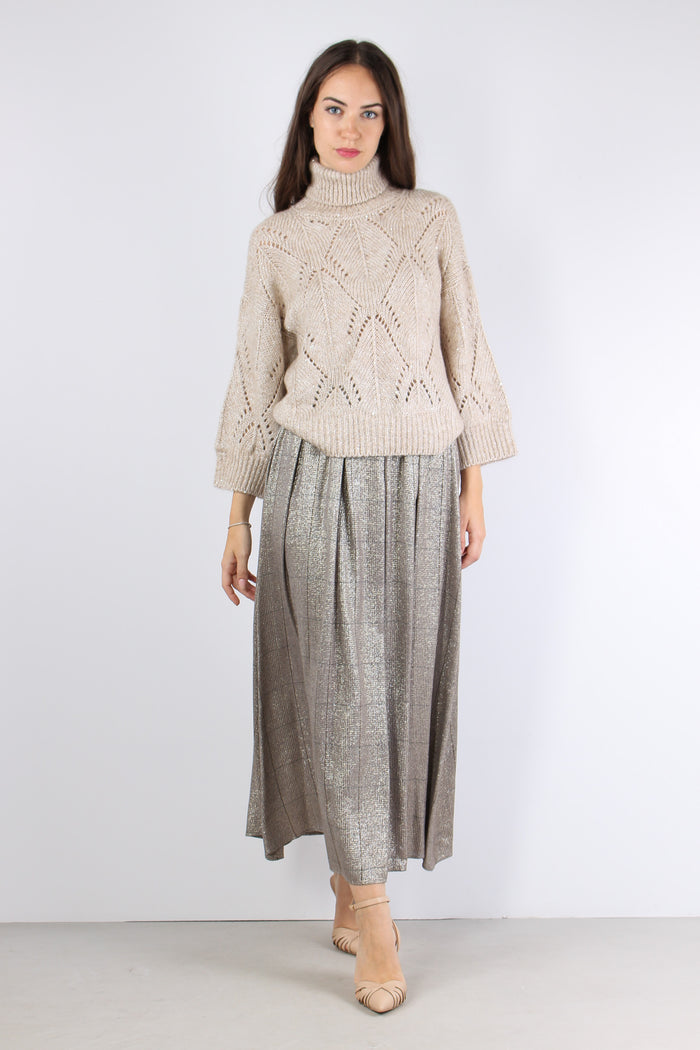 Gonna Quadri Lurex Beige-6