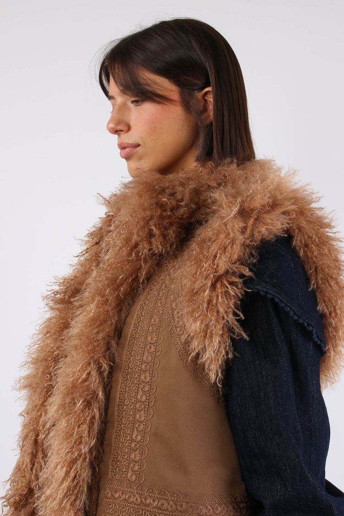 Gilet Mongolia Passamaneria Cammello-6