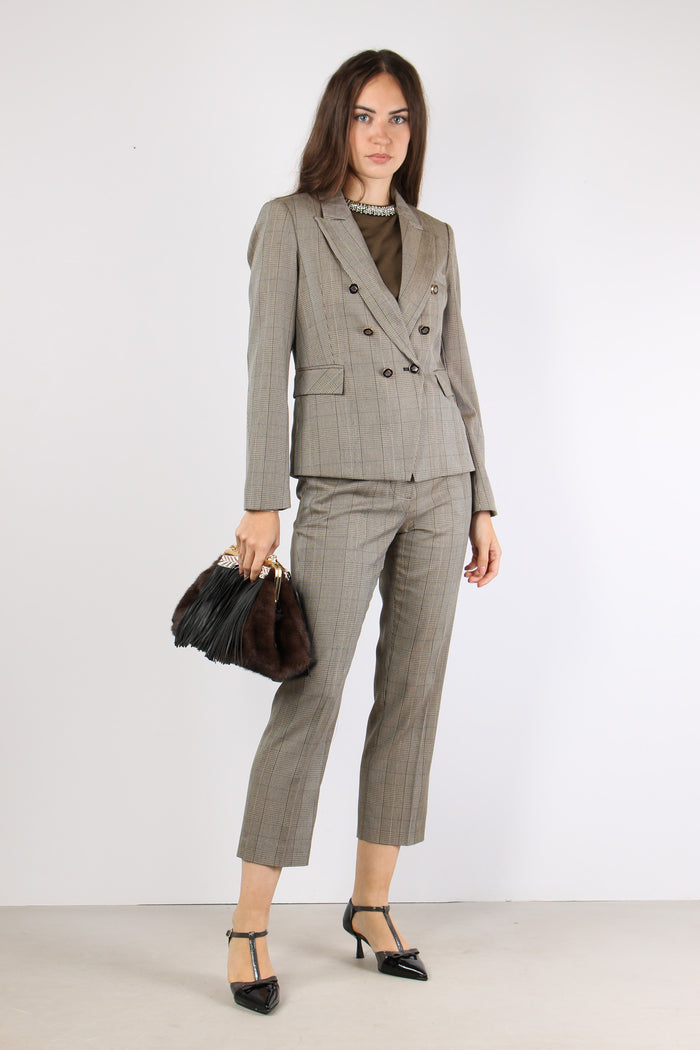 Ilyssa Giacca Doppiopetto Chec Fango/blu