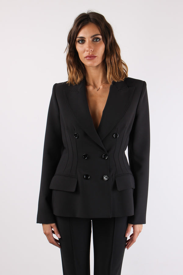 Giacca Doppiopetto Crepe Nero-2