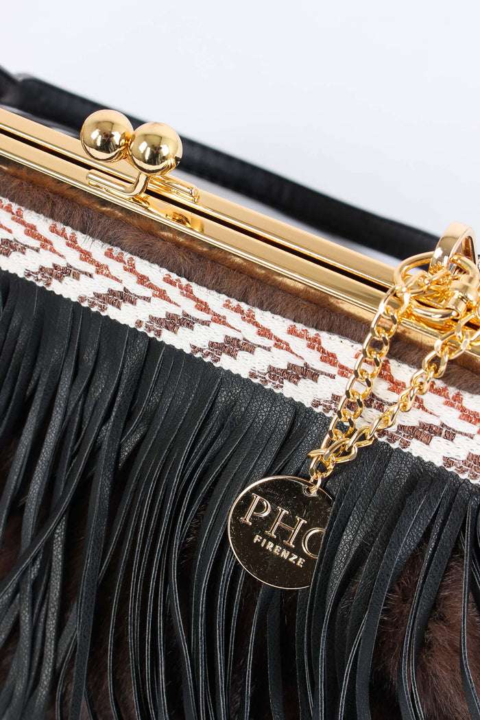 Pochette Visone Frange Glam/rust-11