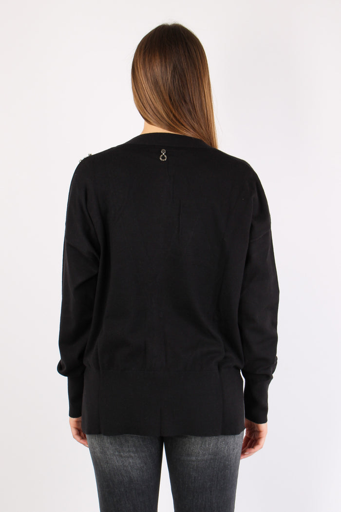 Venetico Cardigan Applicazione Black-7