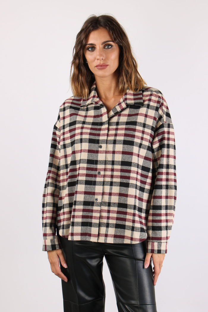 Camicia Over Scozzese Bordeaux/panna-2