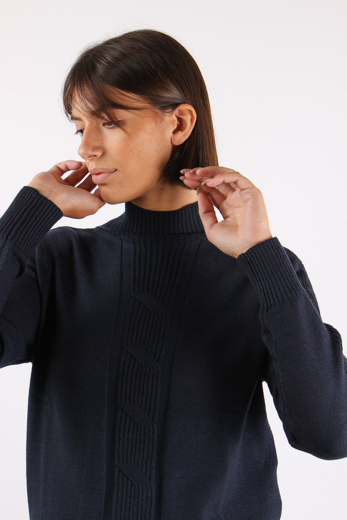 Maglia Viscosa Treccia Blu-7