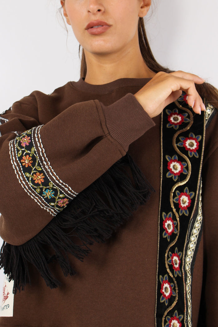 Felpa Girocollo Passamanneria Fondente-5