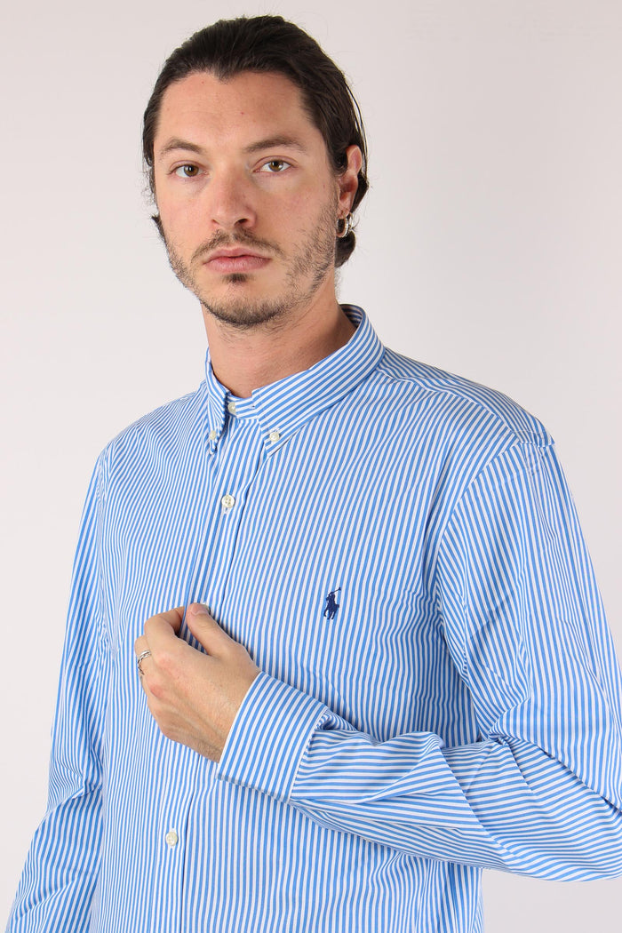 Camicia Slim Popeline Riga Light Blu/white-8