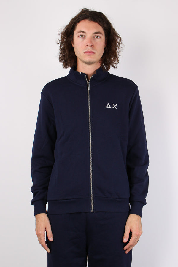 Maglia Cotone Full Zip Navy Blue