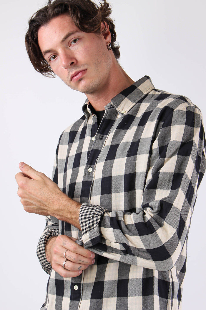 Camicia Fantasia Quadri Cream/black-4