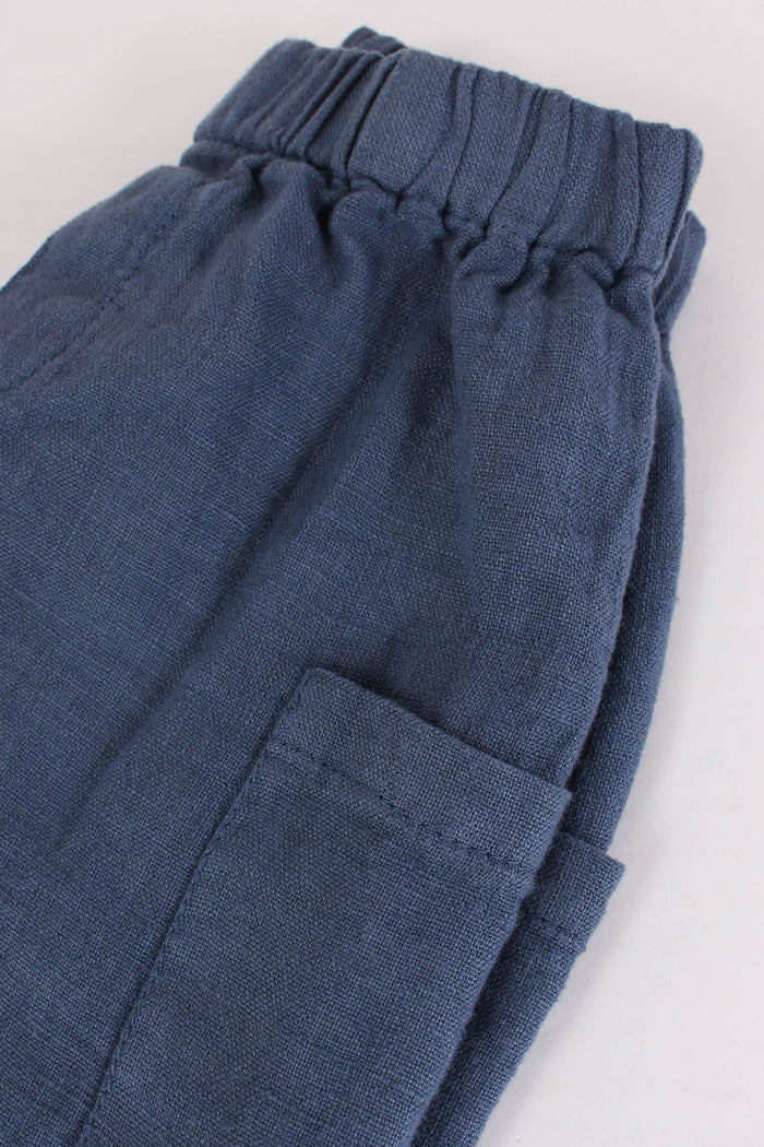 Bermuda Lino Morbido Blu Provenzale-5