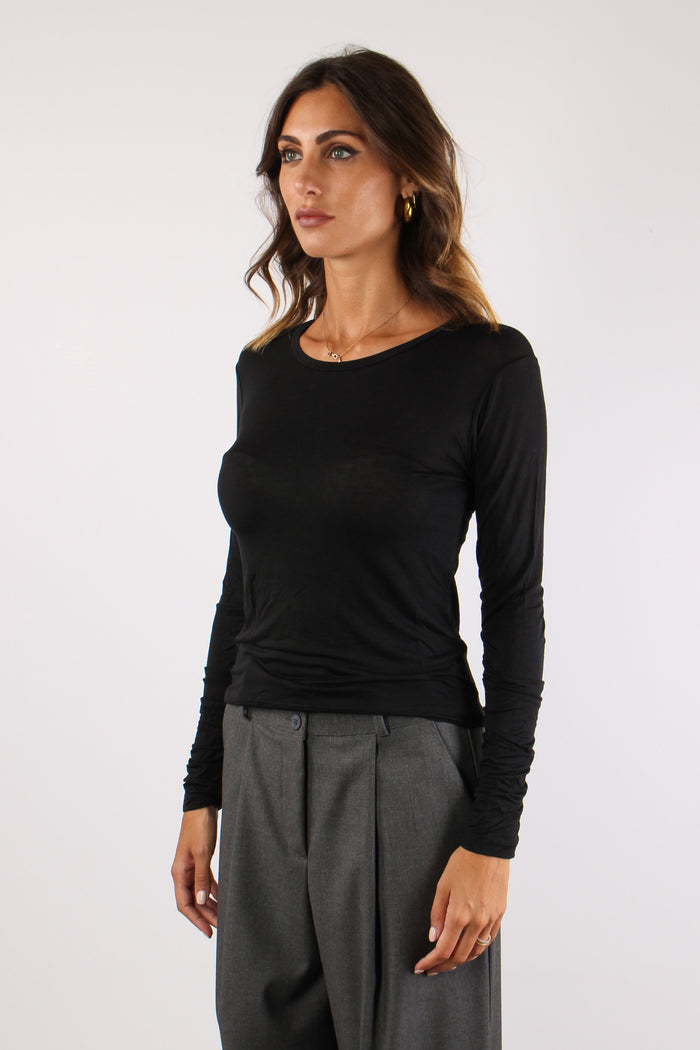 T-shirt Arriccio Manica Modal Nero-3