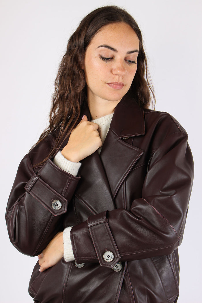 Mlspallore Bomber Pelle Bordeaux-8