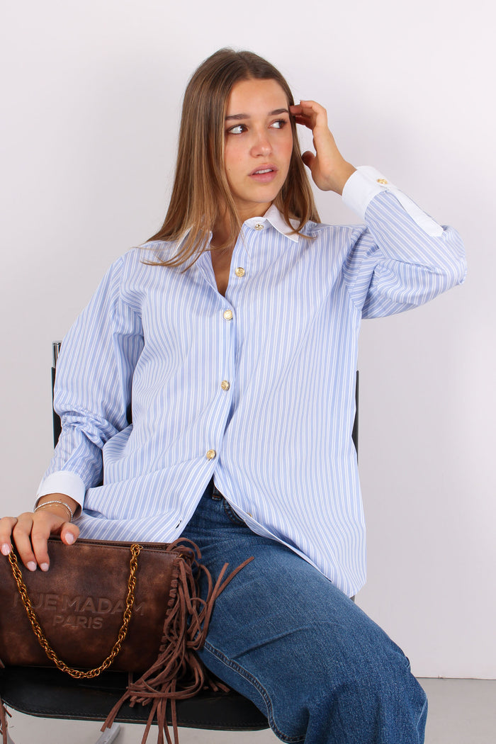 Camicia Collo Polsini Contrast Celeste/bianco-4