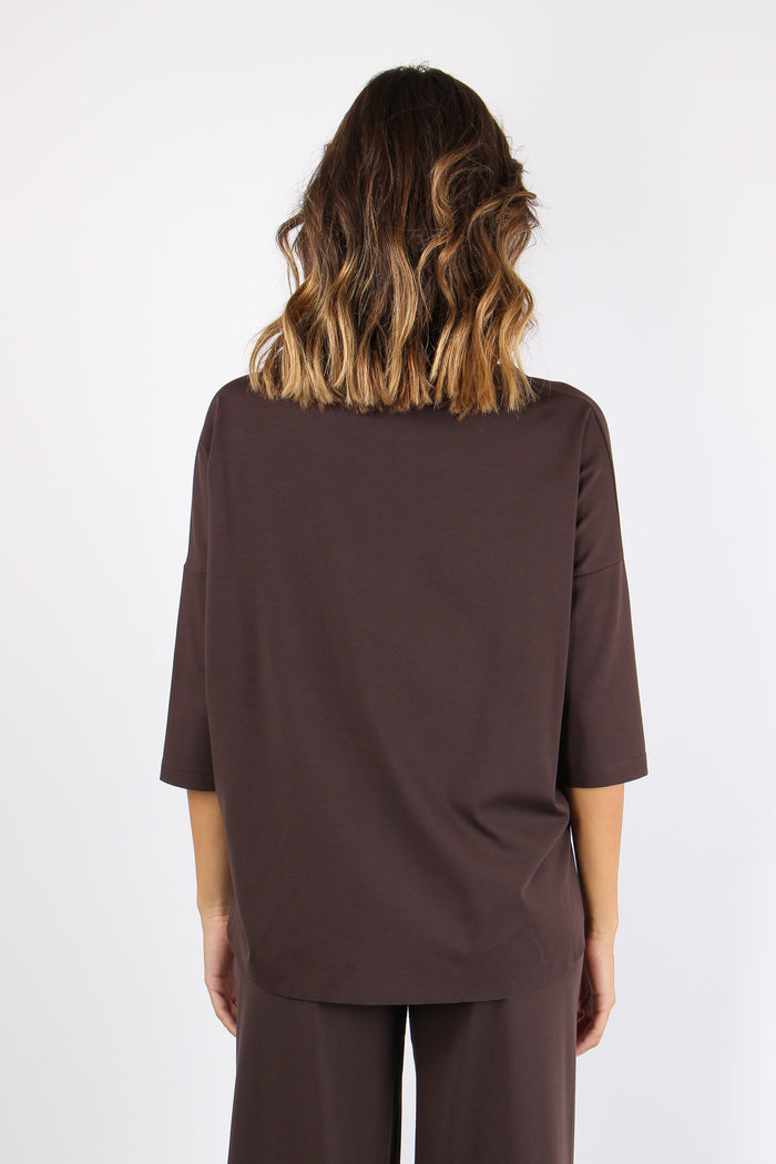 T-shirt Manica 3/4 Misto Visco Moro-4