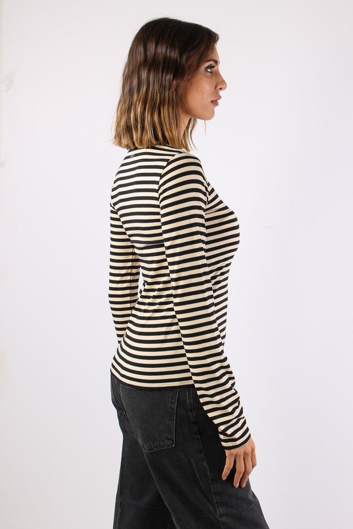 T-shirt Riga Ricamo Panna/nero-6