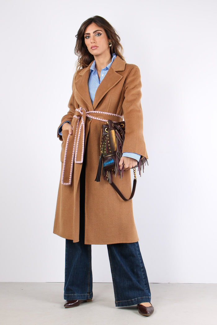 Cappotto Vestaglia Impunture Cammello