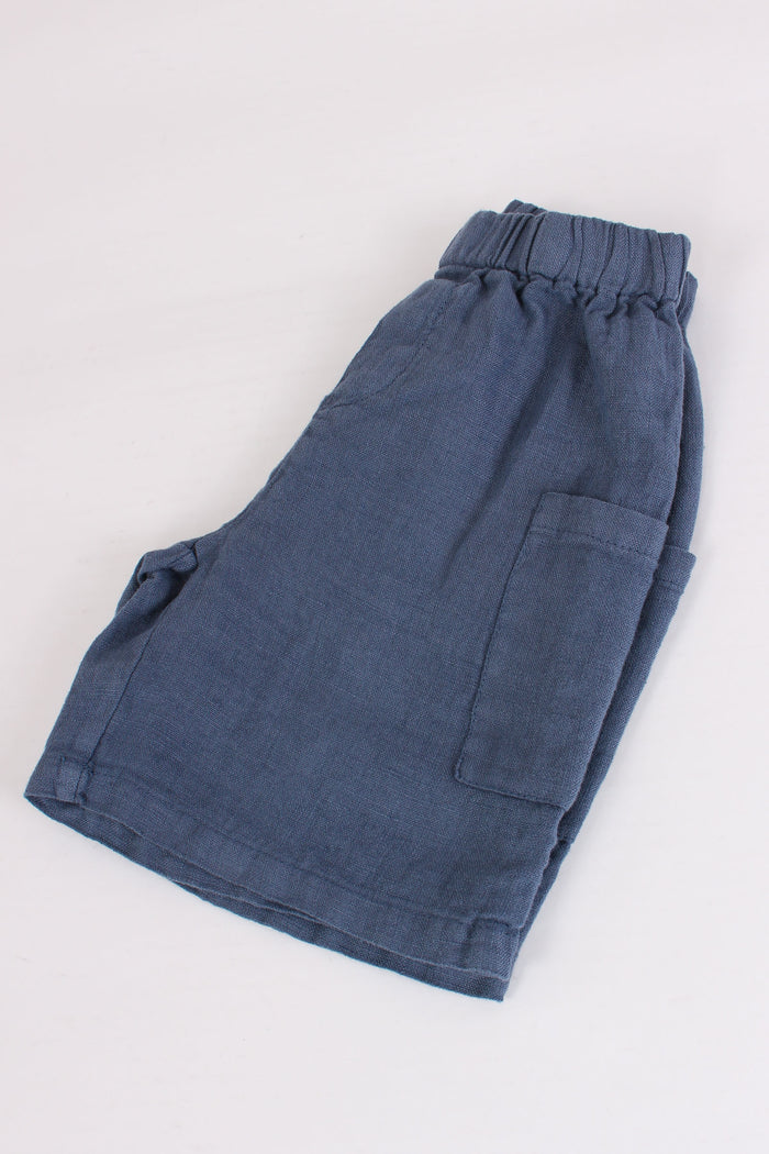 Bermuda Lino Morbido Blu Provenzale-4