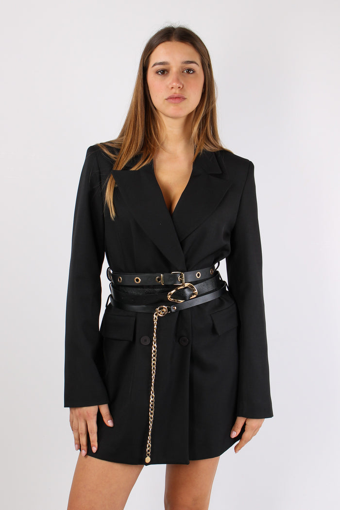 Abito Tripla Cintura Nero-4