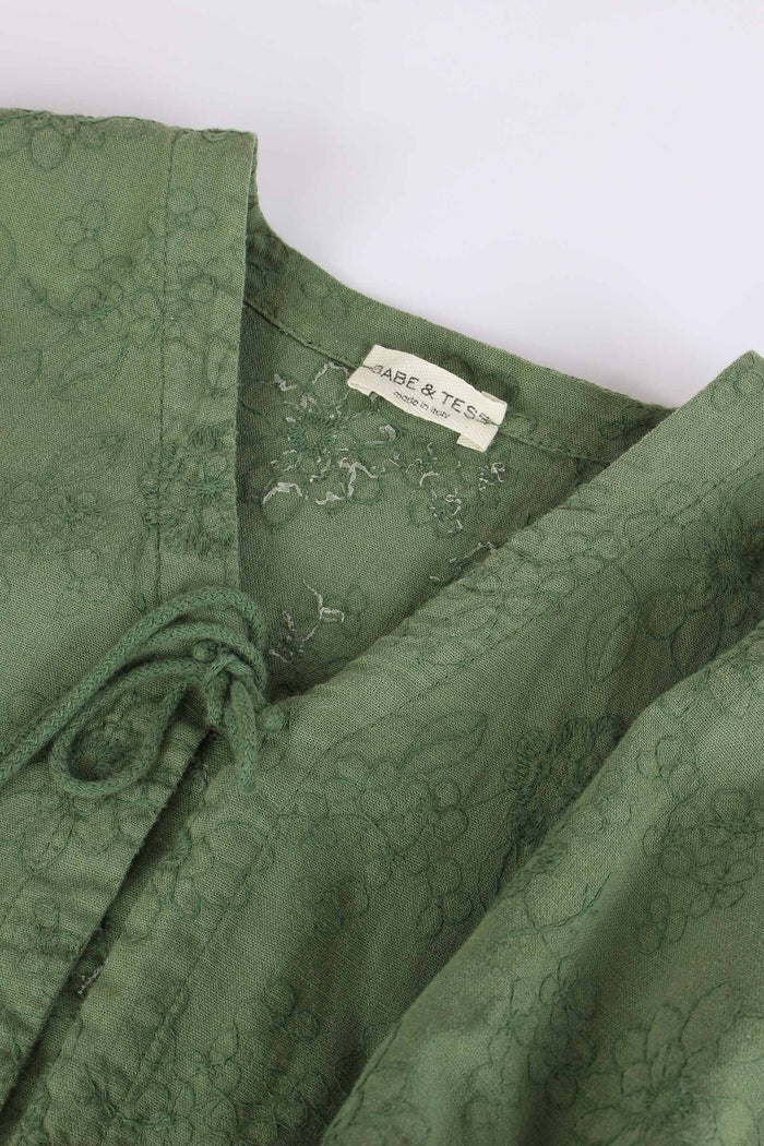 Kimono Ricamo Tono Su Tono Ginepro-3