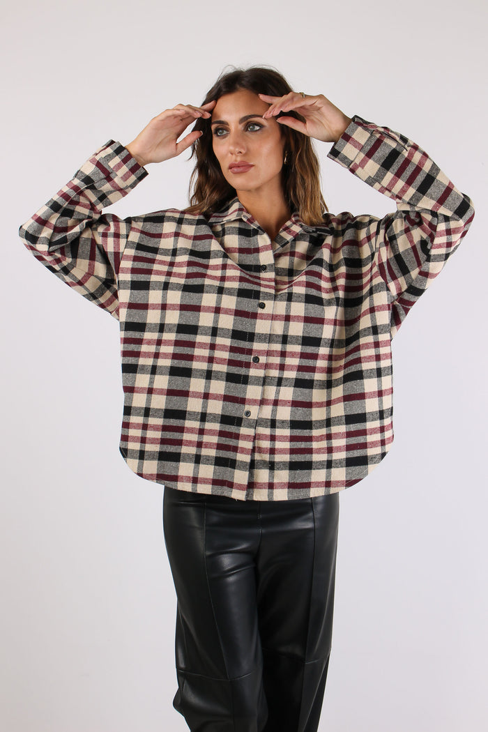 Camicia Over Scozzese Bordeaux/panna-7