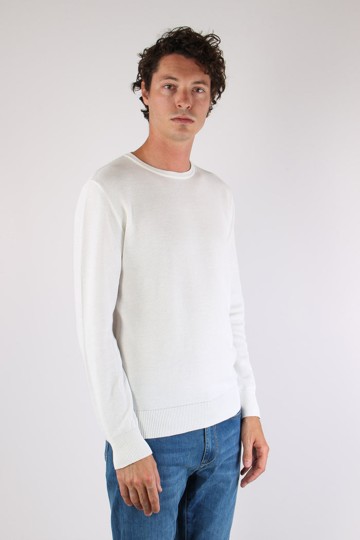 Maglia Girocollo Nido D Ape Latte-6