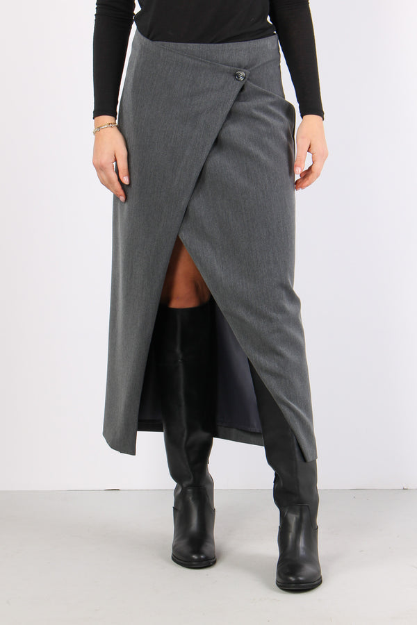 Gonna Assimetrica Flanella Grigio-2