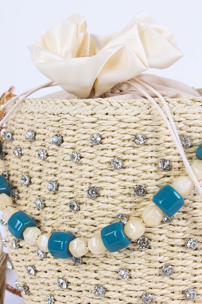 Secchiello Paglia Strass Natural-5