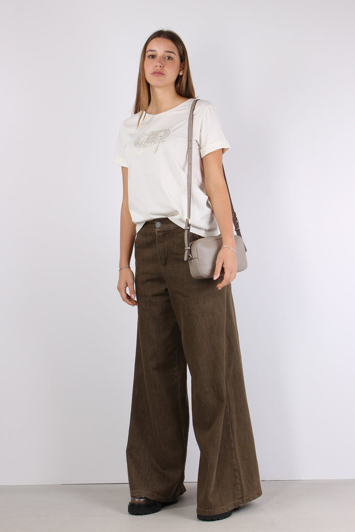 T-shirt Basica Logo Monogram Bianco Latte-6