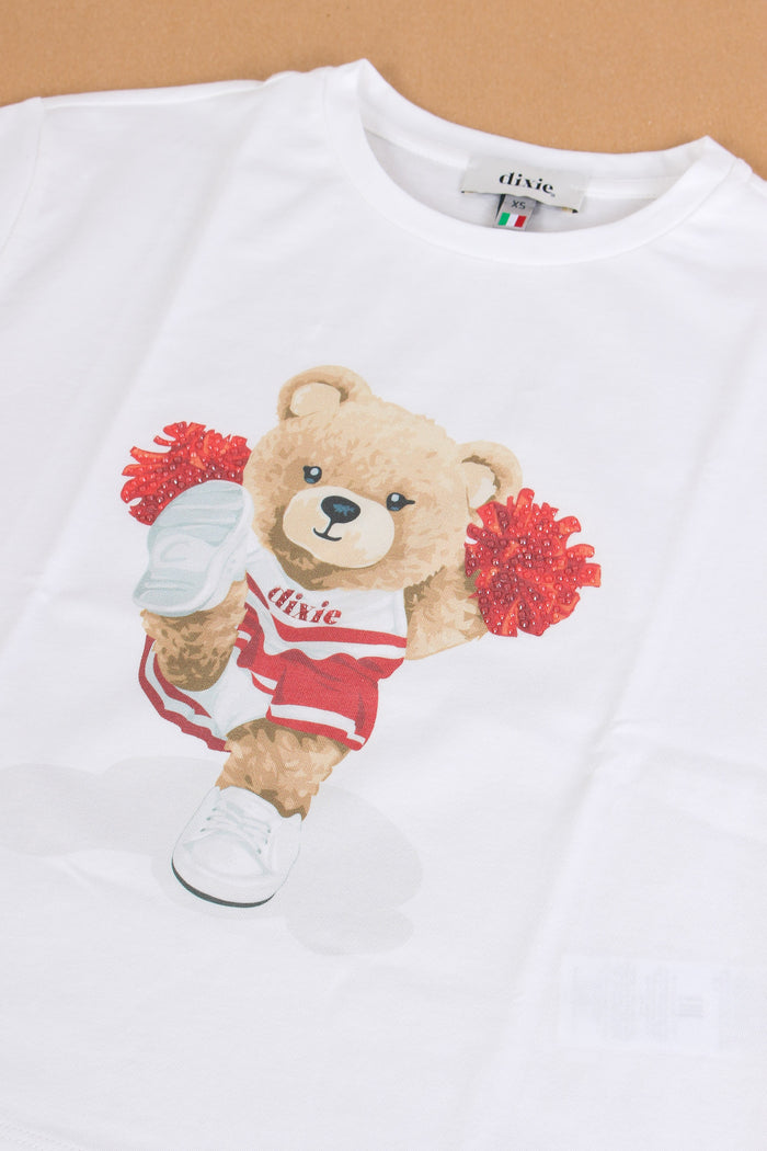 T-shirt Orsetto Strass Off White-2