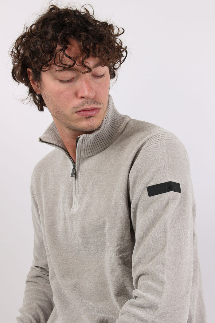 Maglia Mezza Zip Velluto White Sand-7