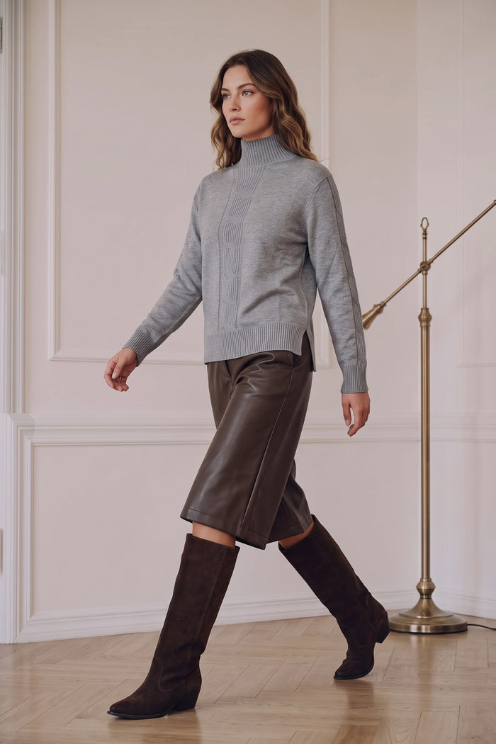 Maglia Viscosa Treccia Grigio