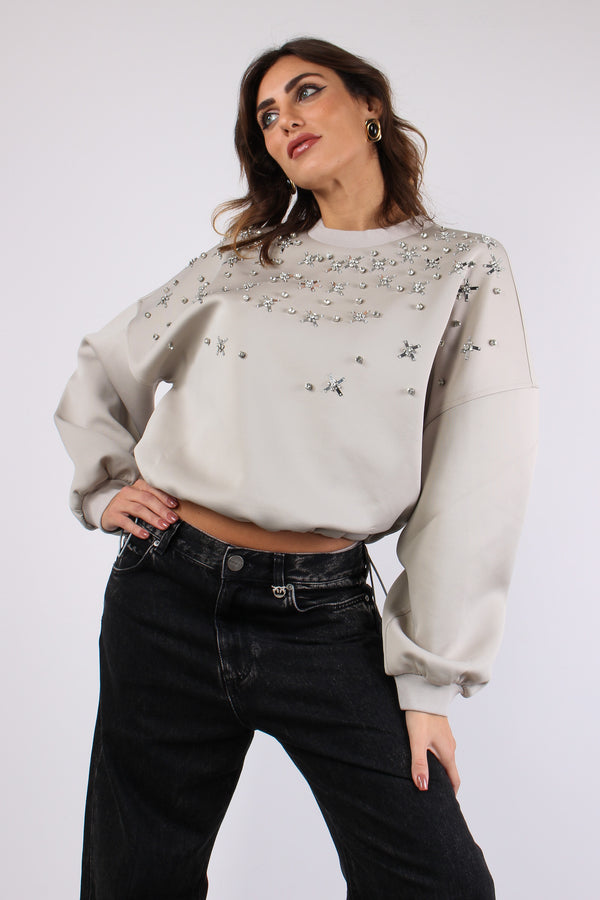 Bibiana Maglia Colletto Manich Beige/grigio-2