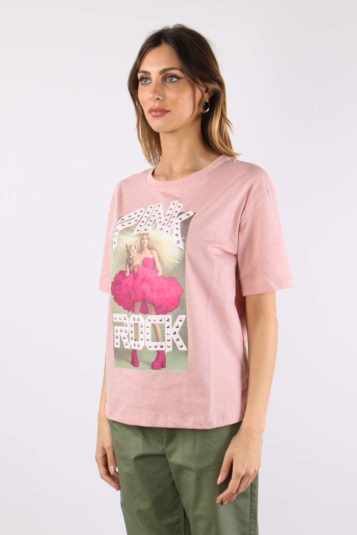 T-shirt Stampa Rock Rosa-3