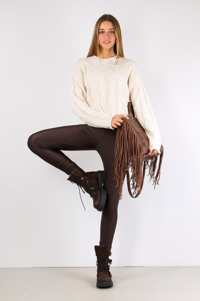 Maglia Treccia Rotture Bianco Burro-5