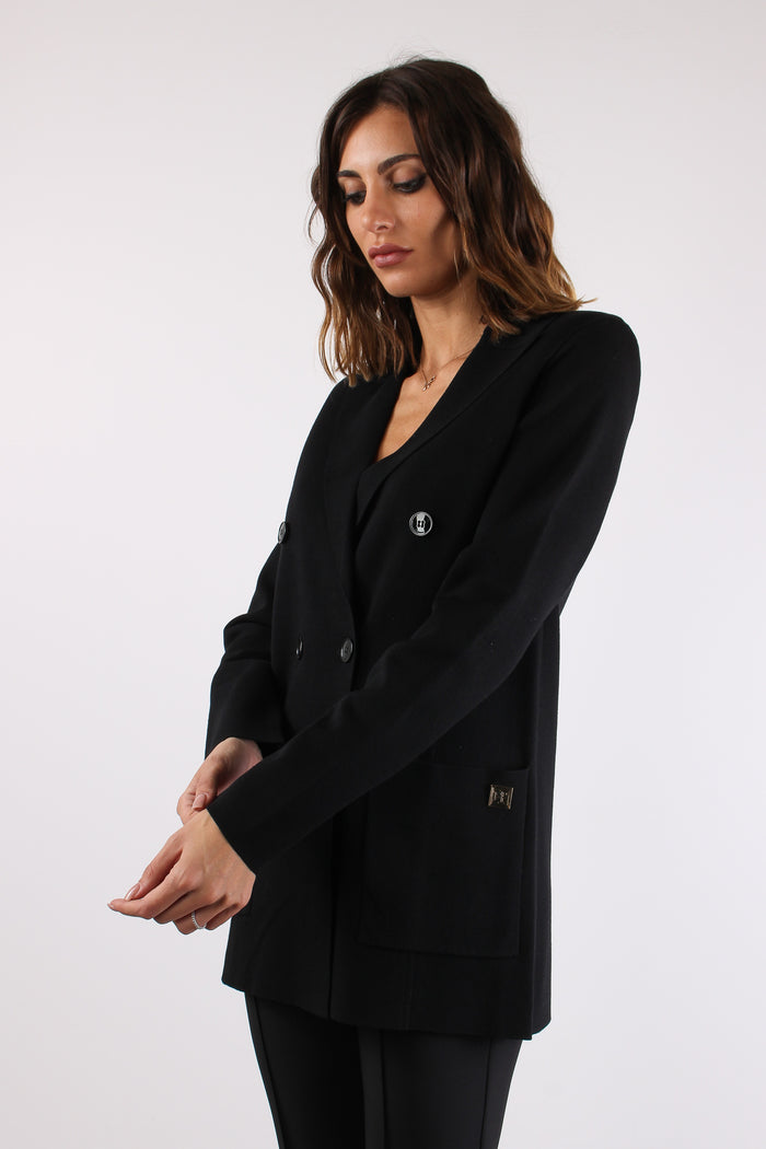 Maglia Scollo V Tricot Nero-4
