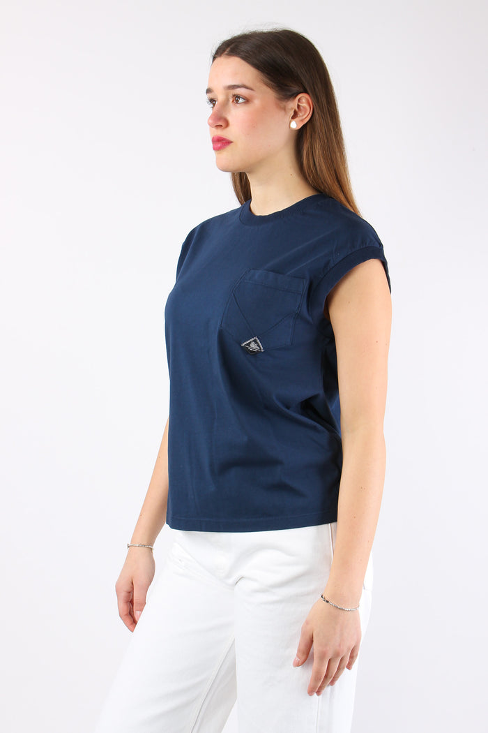 T-shirt Smanicata Taschino Blu Navy-6