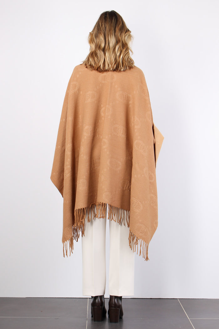 Poncho Check Aniamlier Cammello-3